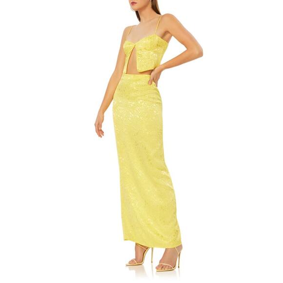 AFRM Skirt Set Top Rakeem Rennia Maxi Camisole Crop Jacquard Yellow Size XS/S - Picture 1 of 14